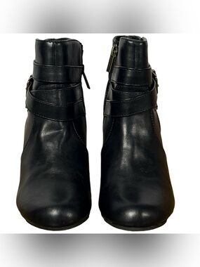 Kenneth Cole Black Faux Leather Wedge Ankle Booties Women's Size 8M